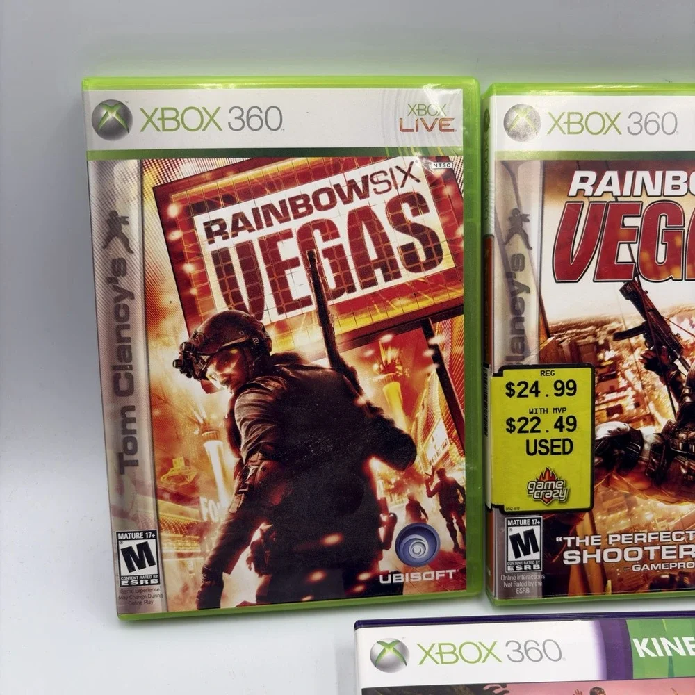 3 Xbox 360 Games Kinect Adventures Tom Clancy Rainbow Six Vegas & Rainbow Six 2